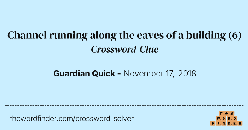 Channel running along the eaves of a building crossword clue image