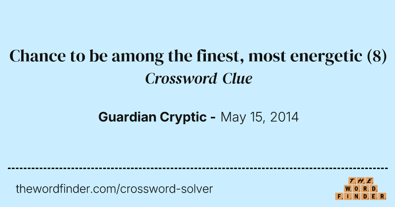 Chance to be among the finest, most energetic crossword clue image