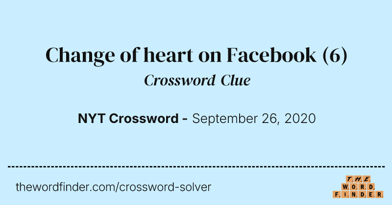 Change of heart on Facebook crossword clue image