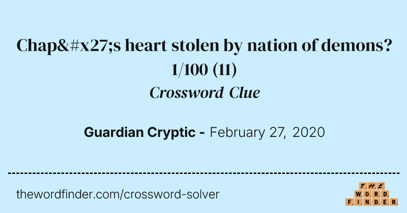 Chap's heart stolen by nation of demons? 1/100 crossword clue image