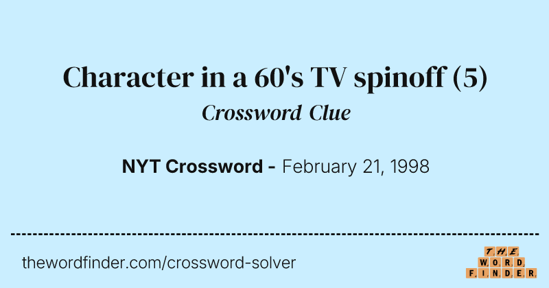 Character in a 60's TV spinoff crossword clue image