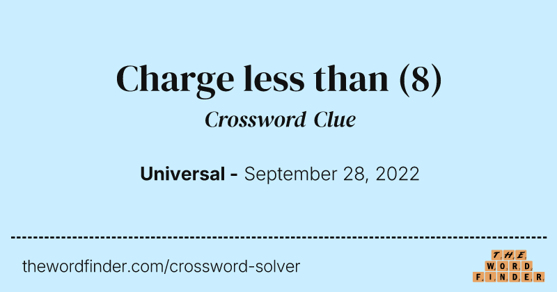 Charge less than crossword clue image