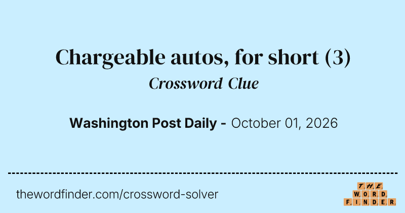 Chargeable autos, for short crossword clue image