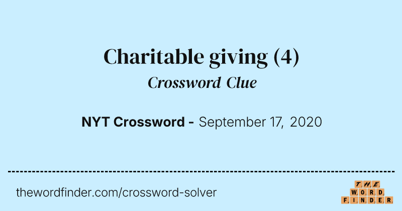 Charitable giving crossword clue image