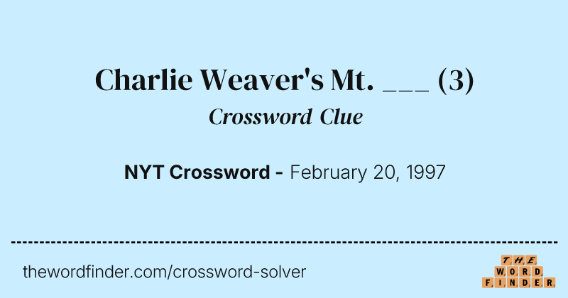 Charlie Weaver's Mt. ___ crossword clue image
