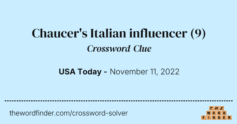 Chaucer's Italian influencer crossword clue image