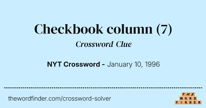 Checkbook column crossword clue image