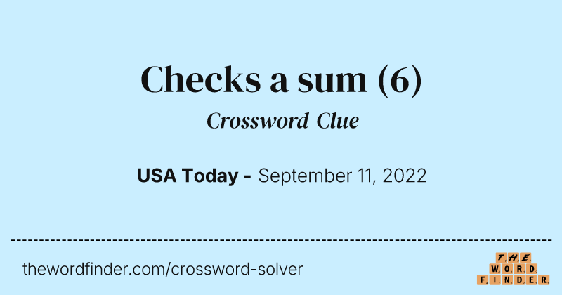 Checks a sum crossword clue image