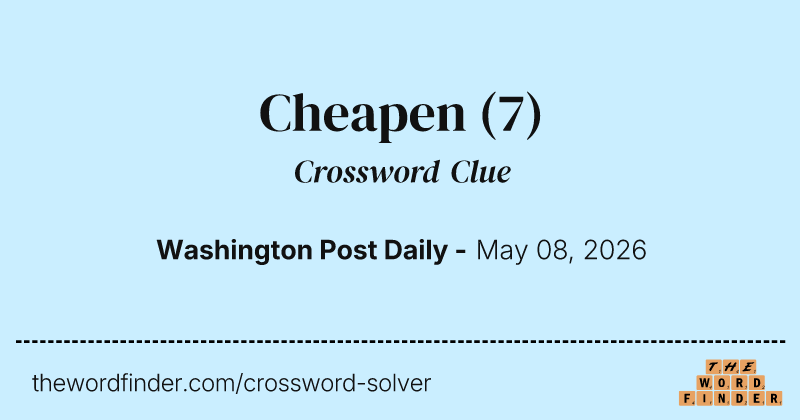 Cheapen crossword clue image