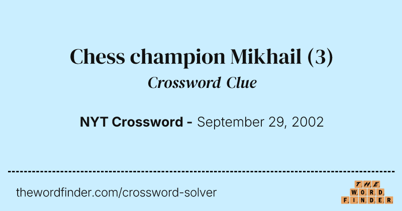 Chess champion Mikhail crossword clue image