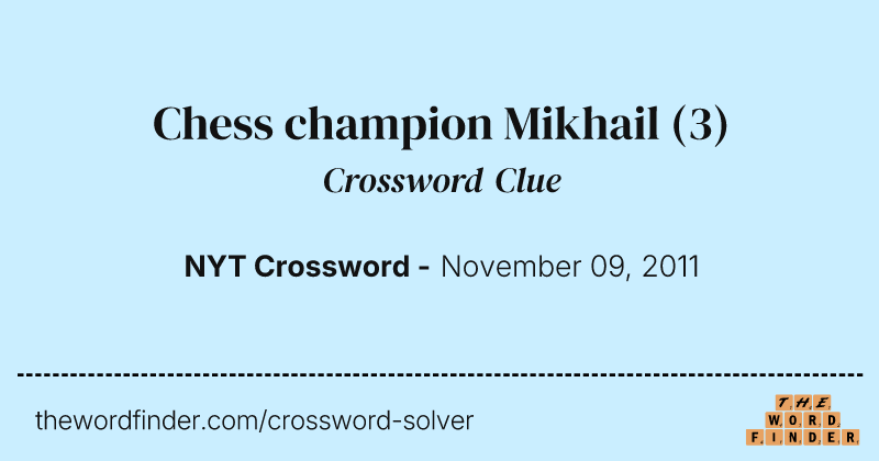 Chess champion Mikhail crossword clue image