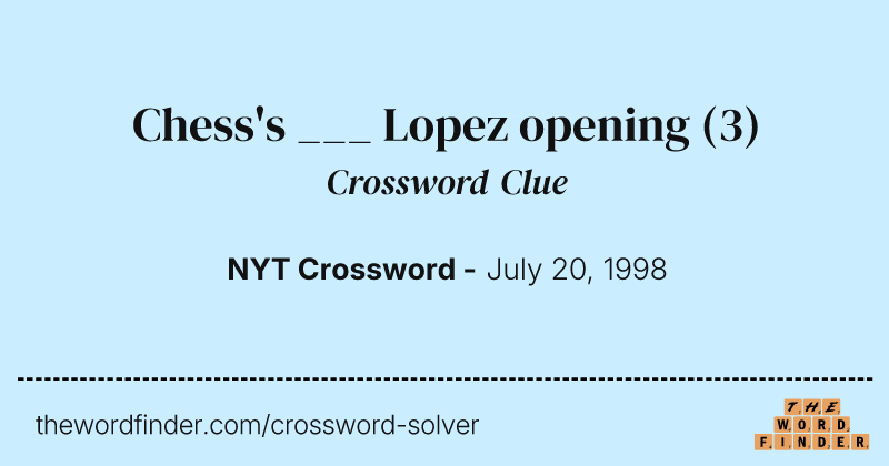 Chess's ___ Lopez opening crossword clue image
