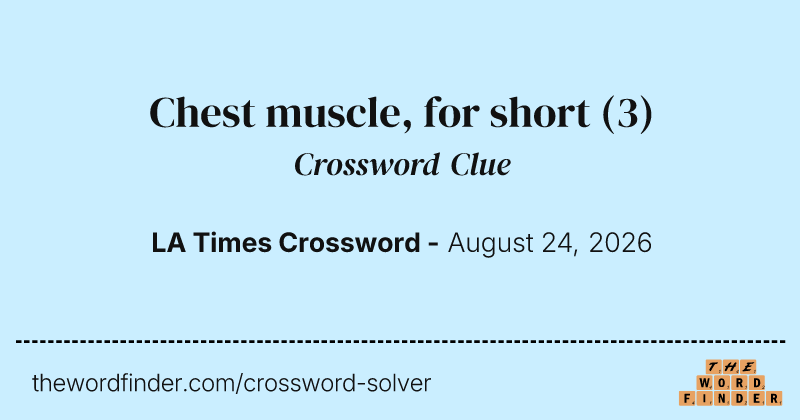 Chest muscle, for short crossword clue image