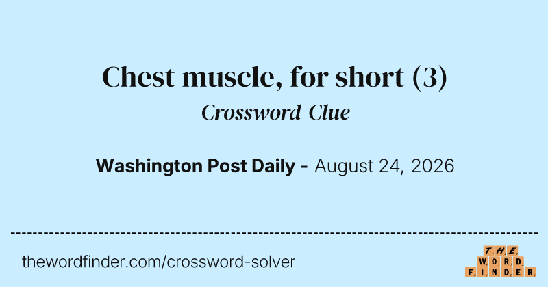 Chest muscle, for short crossword clue image