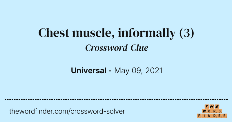 Chest muscle, informally crossword clue image