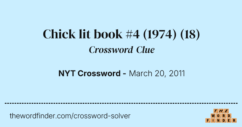 Chick lit book #4 (1974) crossword clue image