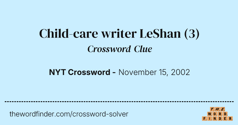 Child-care writer LeShan crossword clue image