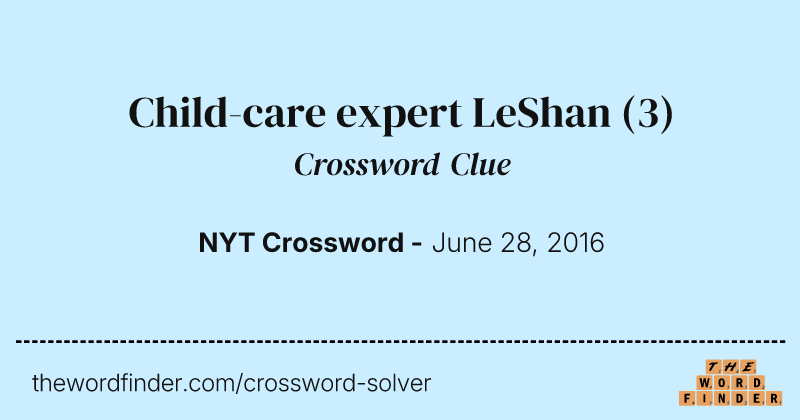Child-care expert LeShan crossword clue image