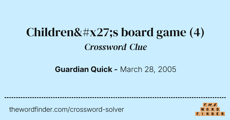 Children's board game crossword clue image