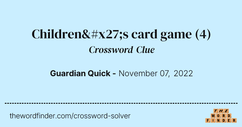 Children's card game crossword clue image