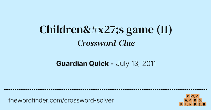 Children's game crossword clue image