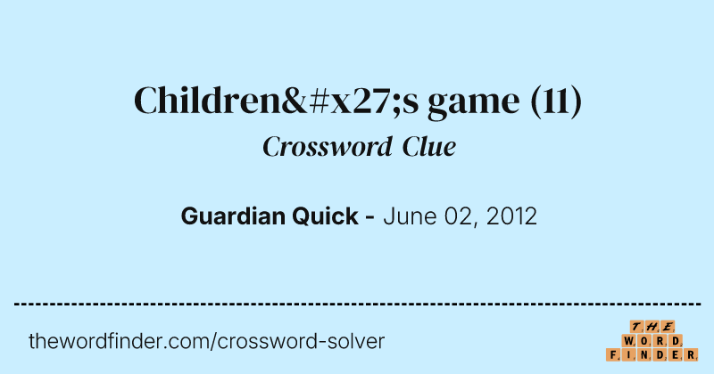 Children's game crossword clue image