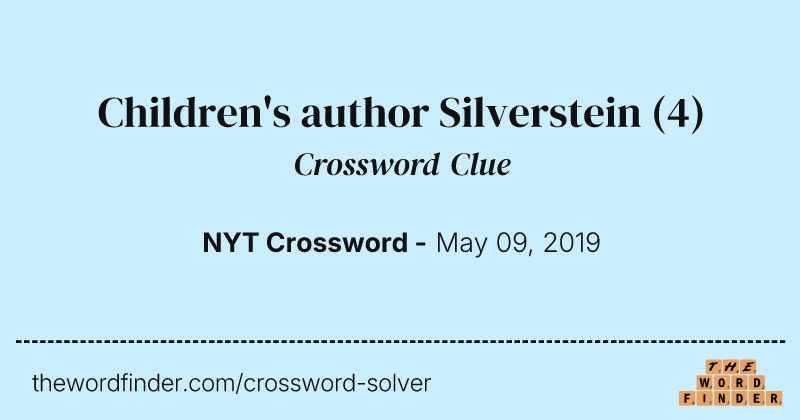 Children's author Silverstein crossword clue image