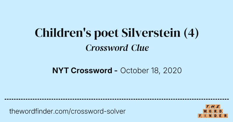 Children's poet Silverstein crossword clue image
