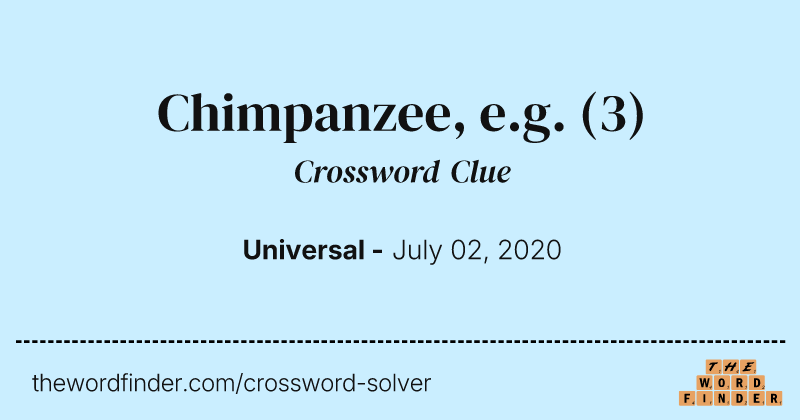 Chimpanzee, e.g. crossword clue image
