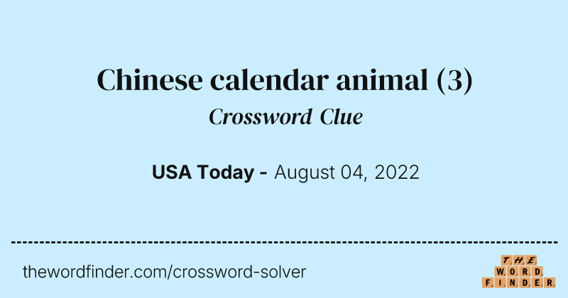 Chinese calendar animal crossword clue image