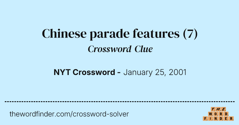 Chinese parade features crossword clue image