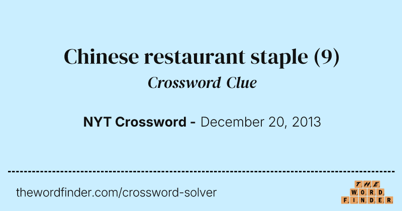 Chinese restaurant staple crossword clue image