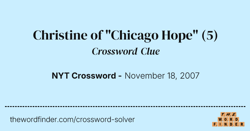 Christine of "Chicago Hope" crossword clue image