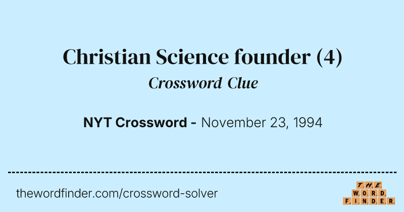 Christian Science founder crossword clue image