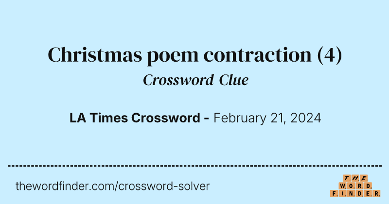 Christmas poem contraction crossword clue image