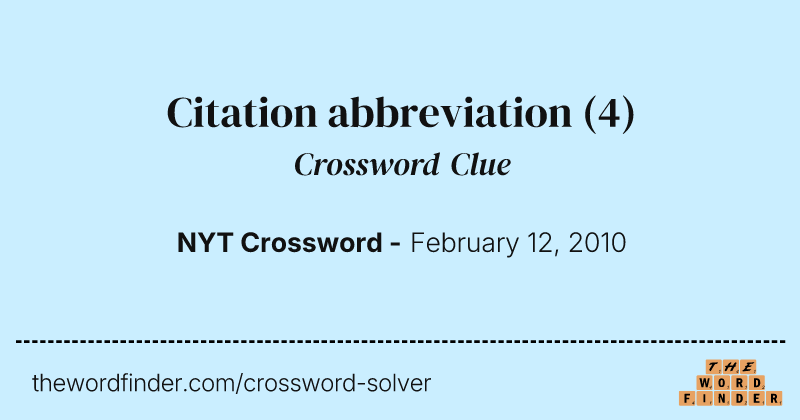 Citation abbreviation crossword clue image