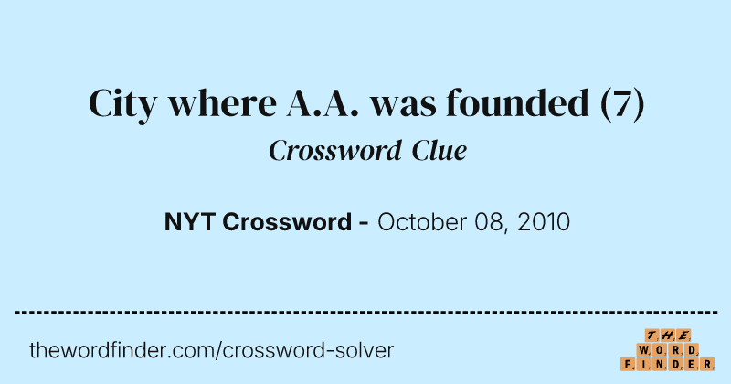 City where A.A. was founded crossword clue image