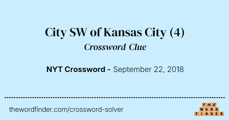 City SW of Kansas City crossword clue image