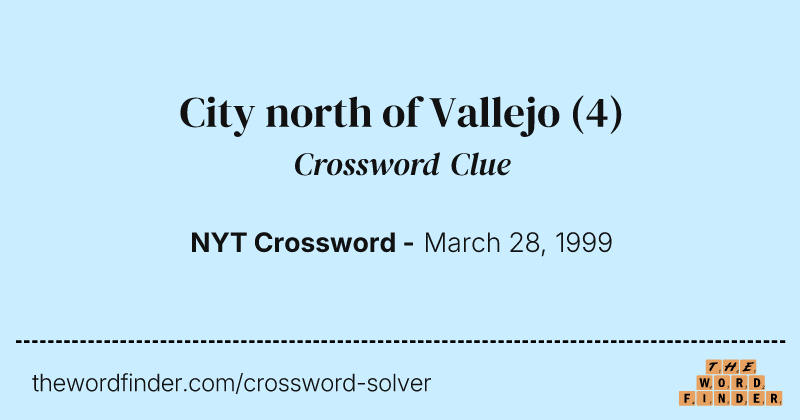City north of Vallejo crossword clue image