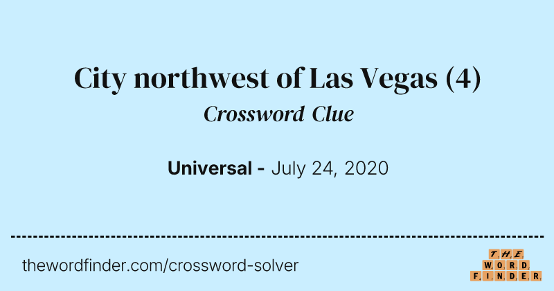 City northwest of Las Vegas crossword clue image