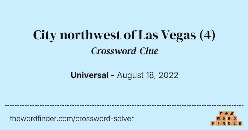 City northwest of Las Vegas crossword clue image
