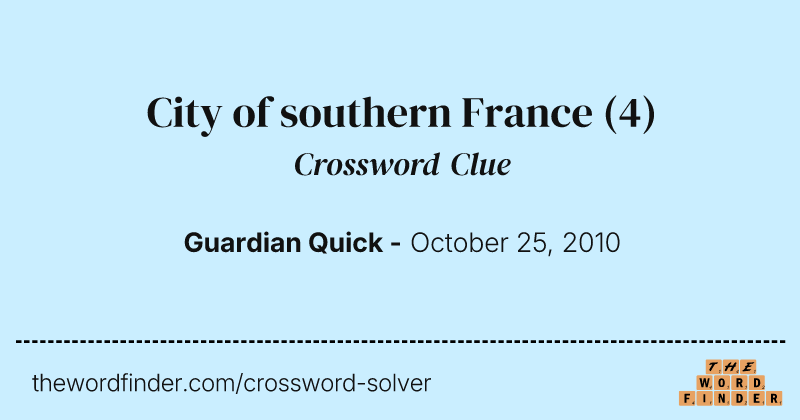 City of southern France crossword clue image