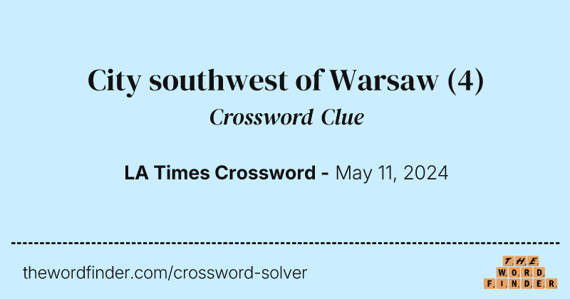 City southwest of Warsaw crossword clue image