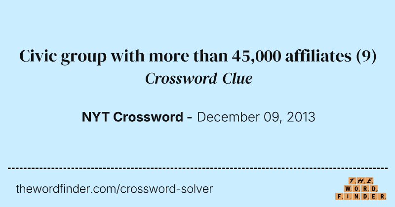 Civic group with more than 45,000 affiliates crossword clue image