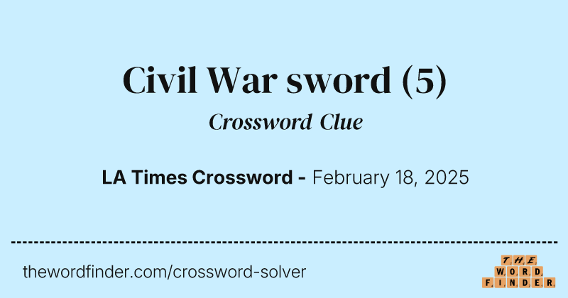 Civil War sword crossword clue image