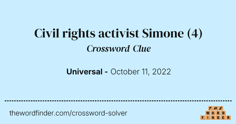 Civil rights activist Simone crossword clue image