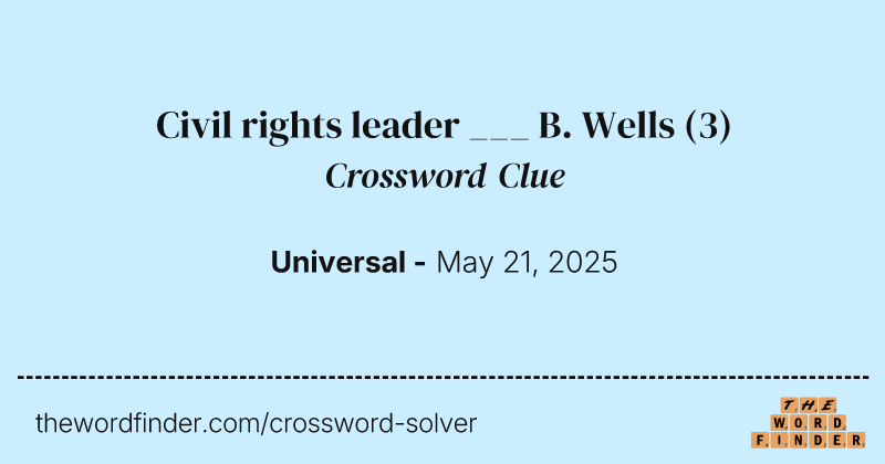 Civil rights leader ___ B. Wells crossword clue image