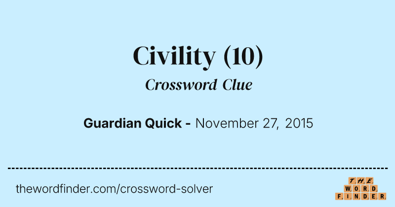 Civility crossword clue image