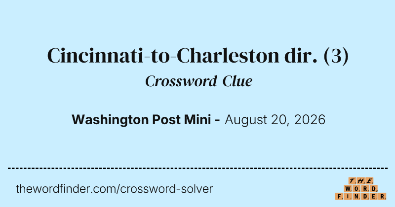 Cincinnati-to-Charleston dir. crossword clue image
