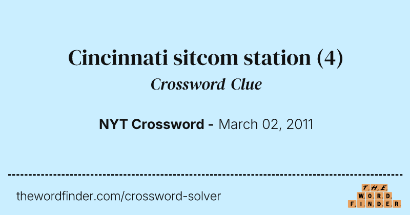 Cincinnati sitcom station crossword clue image
